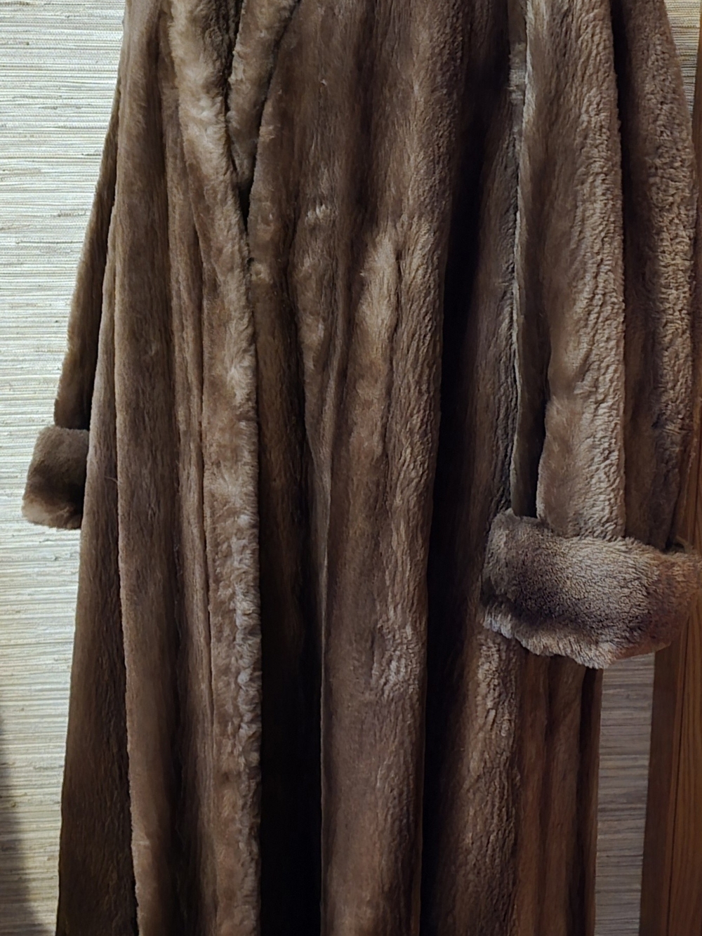 Luxurious Vintage Brown Faux Fur/fur Long Coat for Women